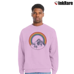 Men’s Aviator Nation Mountain Rainbow Crewneck Sweatshirt in light pink | Cozy Fabric, Clean Style
