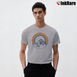 Men’s Aviator Nation Mountain Rainbow V-Neck Tee in sport grey | Sharp, Breathable, Everyday Staple