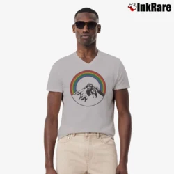 Men’s Aviator Nation Mountain Rainbow V-Neck Tee in sport grey | Sharp, Breathable, Everyday Staple