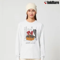 Women’s B Kliban Adopt A Cat Funny Animation Long-Sleeve Top in white | Sleek, Versatile, All-Season