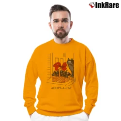 Men’s B Kliban Adopt A Cat Funny Animation Crewneck Sweatshirt in orange | Cozy Fabric, Clean Style