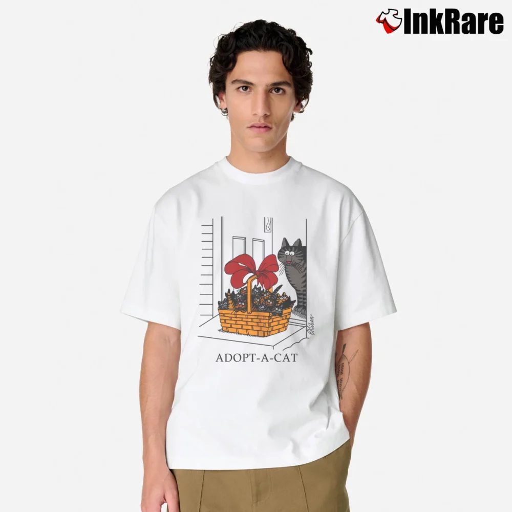 Men’s B Kliban Adopt A Cat Funny Animation Classic T-Shirt in white | Soft, Breathable Everyday Wear