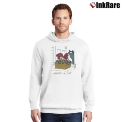 Men’s B Kliban Adopt A Cat Funny Pullover Hoodie in white | Cozy, Durable, Modern Fit