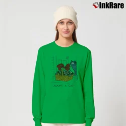 Women’s B Kliban Adopt A Cat Funny Long-Sleeve Top in irish green | Sleek, Versatile, All-Season