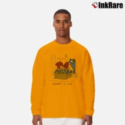 Men’s B Kliban Adopt A Cat Funny Long-Sleeve Shirt in orange | Sleek, Lightweight, Year-Round Wear