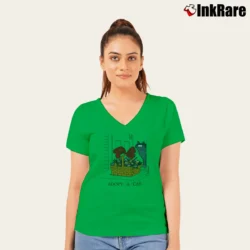 Women’s B Kliban Adopt A Cat Funny V-Neck Tee in irish green | Chic Neckline, Soft Texture