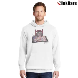 Men’s B Kliban Cat Painting Crazy Hawaii Graphic Pullover Hoodie in white | Cozy, Durable, Modern Fit