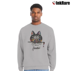 Men’s B Kliban Cat Painting Crazy Hawaii Graphic Crewneck Sweatshirt in sport grey | Cozy Fabric, Clean Style