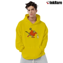 Men’s B Kliban Funny Fat Cat Bowling 90s Vintage Style Pullover Hoodie in yellow | Cozy, Durable, Modern Fit