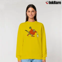 Women’s B Kliban Funny Fat Cat Bowling 90s Vintage Style Relaxed Sweatshirt in yellow | Soft, Laid-Back Vibe