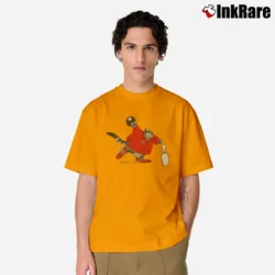 Men’s B Kliban Funny Fat Cat Bowling 90s Vintage Style Classic T-Shirt in orange | Soft, Breathable Everyday Wear