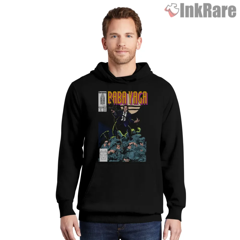 Baba Yaga Comic Cover Storm Shirt on black hoodie for men graphic tee