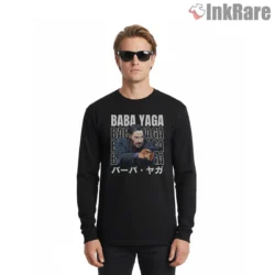 Baba Yaga Japanese Poster Tribute Shirt on black long sleeve shirt for men graphic tee