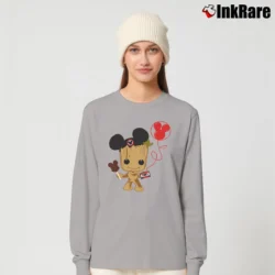 Women’s Baby Groot Mickey Mouse Guardians Of The Galaxy Long-Sleeve Top in sport grey | Sleek, Versatile, All-Season