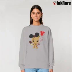 Women’s Baby Groot Mickey Mouse Guardians Of The Galaxy Relaxed Sweatshirt in sport grey | Soft, Laid-Back Vibe