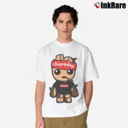 Men’s Baby Groot Supreme Lv Mashup Graphic Classic T-Shirt in white | Soft, Breathable Everyday Wear