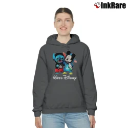 Women’s Baby Stitch And Mickey Mouse Weed Disney Cozy Hoodie in charcoal | Warm, Structured, Stylish