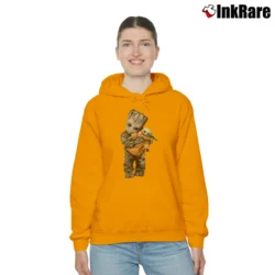 Women’s Baby Yoda And Groot Mashup Star Wars Disney Cozy Hoodie in orange | Warm, Structured, Stylish