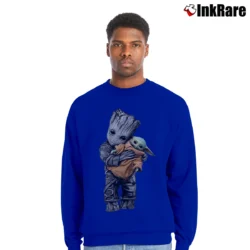 Men’s Baby Yoda And Groot Mashup Star Wars Disney Crewneck Sweatshirt in royal blue | Cozy Fabric, Clean Style