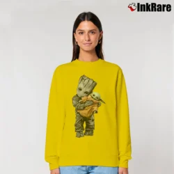 Women’s Baby Yoda And Groot Mashup Star Wars Disney Relaxed Sweatshirt in yellow | Soft, Laid-Back Vibe