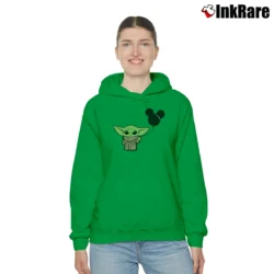 Women’s Baby Yoda And Mickey Mouse Balloon Cozy Hoodie in irish green | Warm, Structured, Stylish