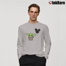 Men’s Baby Yoda And Mickey Mouse Balloon Long-Sleeve Shirt in sport grey | Sleek, Lightweight, Year-Round Wear