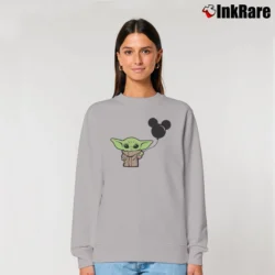 Women’s Baby Yoda And Mickey Mouse Balloon Relaxed Sweatshirt in sport grey | Soft, Laid-Back Vibe