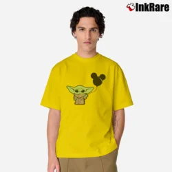 Men’s Baby Yoda And Mickey Mouse Balloon Classic T-Shirt in yellow | Soft, Breathable Everyday Wear