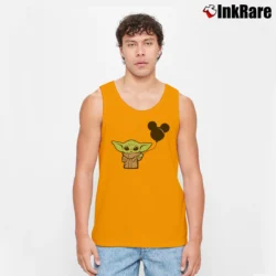 Men’s Baby Yoda And Mickey Mouse Balloon Tank Top in orange | Breathable, Active-Friendly Design