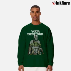 Men’s Baby Yoda Best Dad Mandalorian Fathers Day Gift Long-Sleeve Shirt in forest green | Sleek, Lightweight, Year-Round Wear