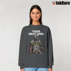 Women’s Baby Yoda Best Dad Mandalorian Fathers Day Gift Relaxed Sweatshirt in charcoal | Soft, Laid-Back Vibe