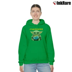 Women’s Baby Yoda Chargers Football Team Star Wars Fan Cozy Hoodie in irish green | Warm, Structured, Stylish