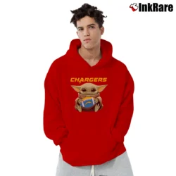 Men’s Baby Yoda Chargers Football Team Star Wars Fan Pullover Hoodie in red | Cozy, Durable, Modern Fit