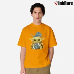 Men’s Baby Yoda Hugs Detroit Lions Football Mandalorian Classic T-Shirt in orange | Soft, Breathable Everyday Wear