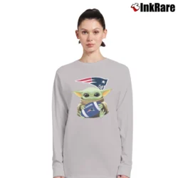 Women’s Baby Yoda Hugs New England Patriots Star Wars Long-Sleeve Top in sport grey | Sleek, Versatile, All-Season