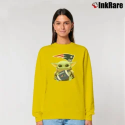 Women’s Baby Yoda Hugs New England Patriots Star Wars Relaxed Sweatshirt in yellow | Soft, Laid-Back Vibe