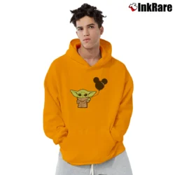Men’s Baby Yoda Mickey Balloon Disney Star Wars Mashup Pullover Hoodie in orange | Cozy, Durable, Modern Fit