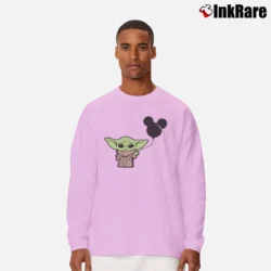 Men’s Baby Yoda Mickey Balloon Disney Star Wars Mashup Long-Sleeve Shirt in light pink | Sleek, Lightweight, Year-Round Wear