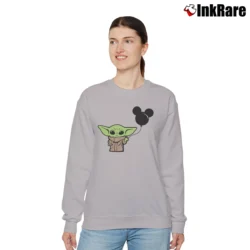 Women’s Baby Yoda Mickey Balloon Disney Star Wars Mashup Relaxed Sweatshirt in sport grey | Soft, Laid-Back Vibe