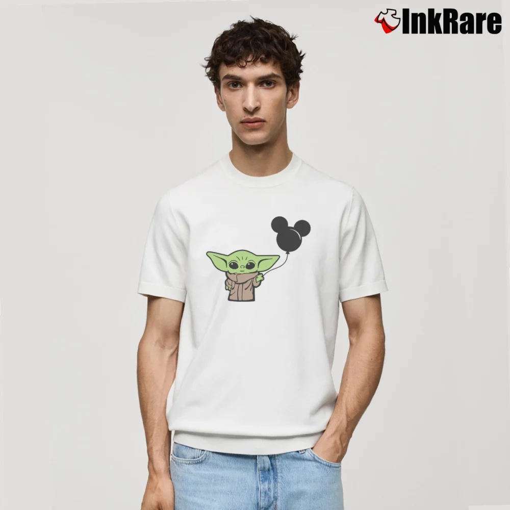 Men’s Baby Yoda Mickey Balloon Disney Star Wars Mashup Classic T-Shirt in white | Soft, Breathable Everyday Wear
