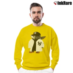 Men’s Baby Yoda New York Yankees Mandalorian Damn Yankees Crewneck Sweatshirt in yellow | Cozy Fabric, Clean Style