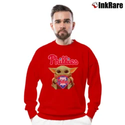 Men’s Baby Yoda Philadelphia Phillies Crewneck Sweatshirt in red | Cozy Fabric, Clean Style