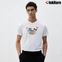 Men’s Baby Yoda Stitch Groot Avenger Disney Halloween V-Neck Tee in white | Sharp, Breathable, Everyday Staple