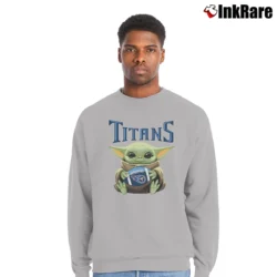 Men’s Baby Yoda Tennessee Titans Star Wars Football Fan Crewneck Sweatshirt in sport grey | Cozy Fabric, Clean Style