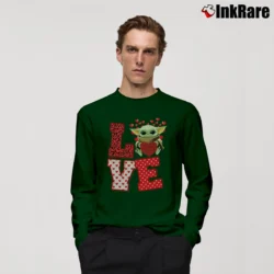 Men’s Baby Yoda Valentine Love Heart Cute Star Wars Long-Sleeve Shirt in forest green | Sleek, Lightweight, Year-Round Wear