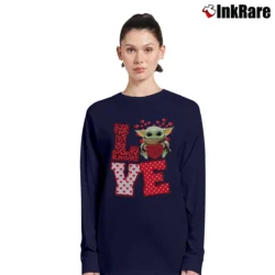Women’s Baby Yoda Valentine Love Heart Cute Star Wars Long-Sleeve Top in navy | Sleek, Versatile, All-Season