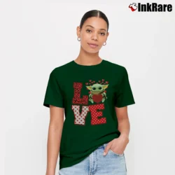 Women’s Baby Yoda Valentine Love Heart Cute Star Wars Signature T-Shirt in forest green | Soft, Flattering Fit