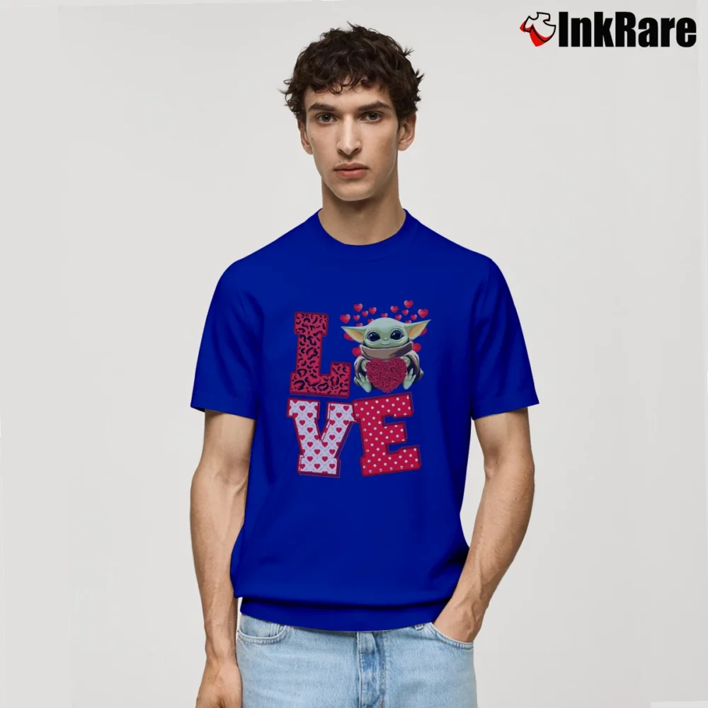 Men’s Baby Yoda Valentine Love Heart Cute Star Wars Classic T-Shirt in royal blue | Soft, Breathable Everyday Wear