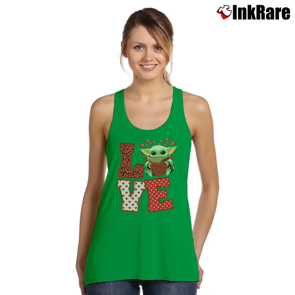 Women’s Baby Yoda Valentine Love Heart Cute Star Wars Tank Top in irish green | Lightweight, Movement-Friendly