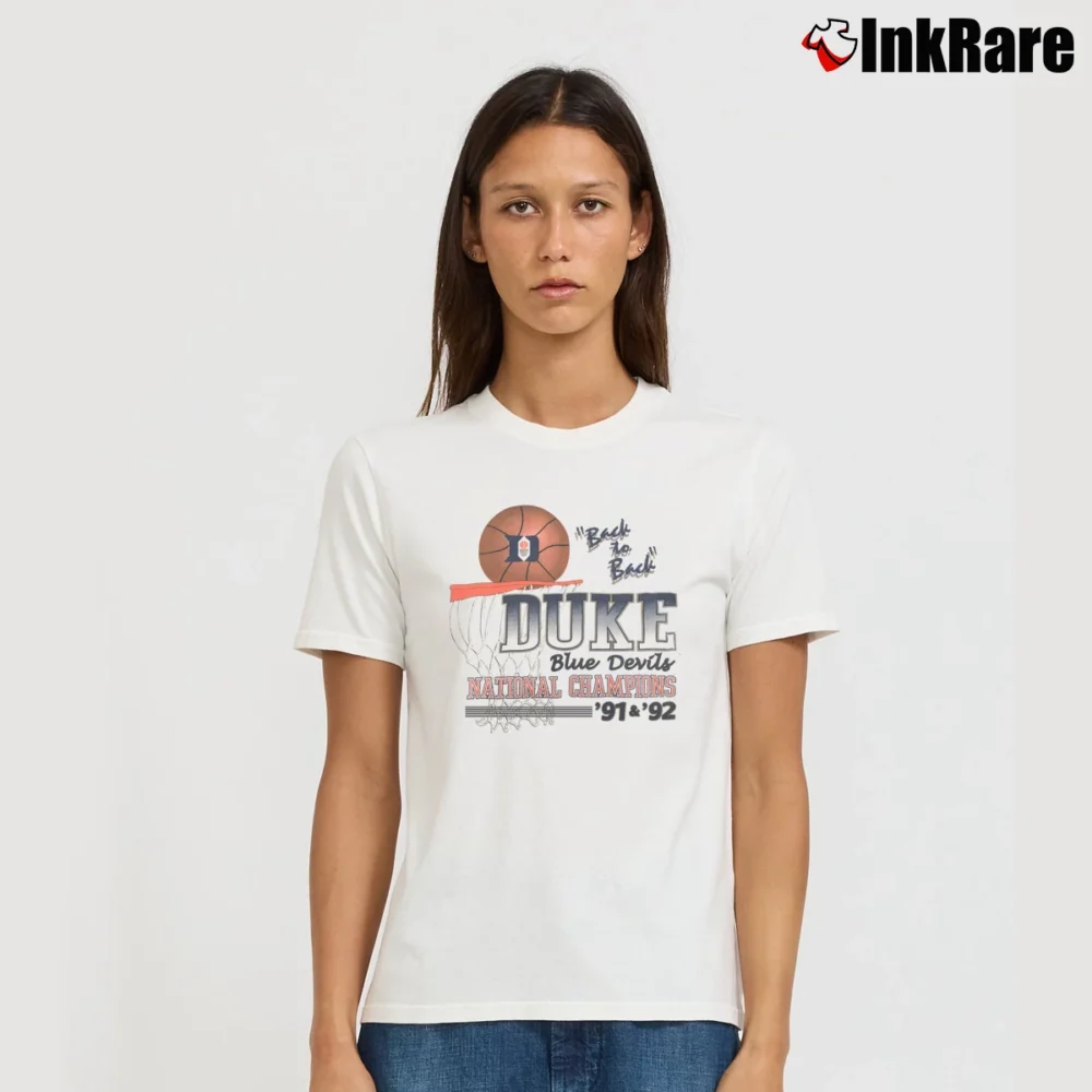 Women’s Back To Back Duke Blue Devils Champions Signature T-Shirt in white | Soft, Flattering Fit